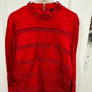 Red Halogen Floral Lace Blouse Size XL